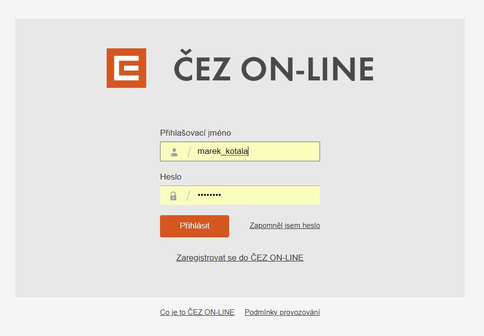 ČEZ online přihlášení