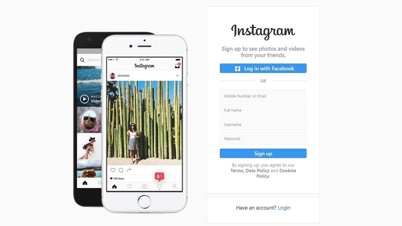 Instagram registrace a přihlášení se