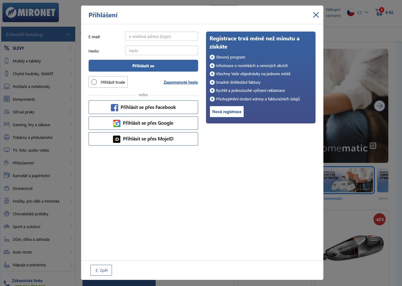 Mironet.cz - Jak se registrovat a přihlásit