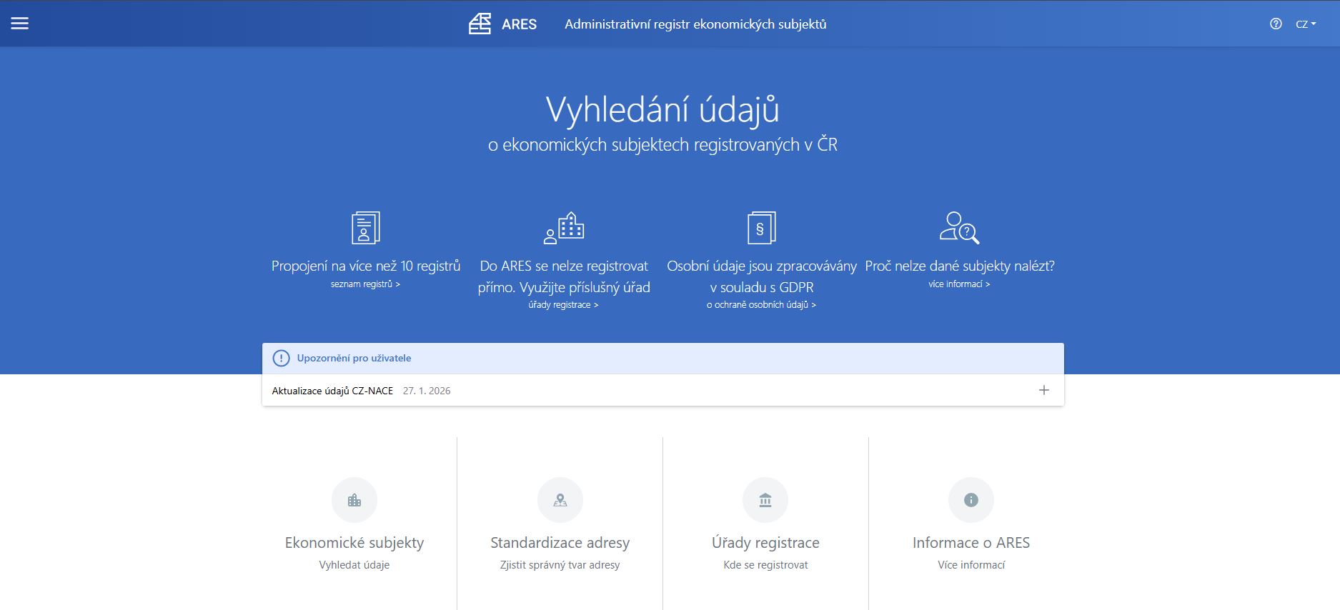 Ares gov - ověření osob, ověření firmy, ičo, dph