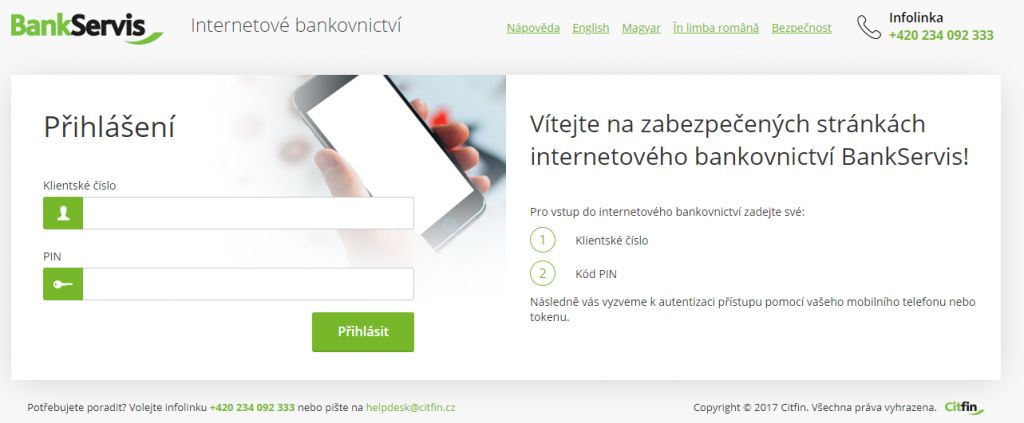 CitFin - internetové bankovnictví