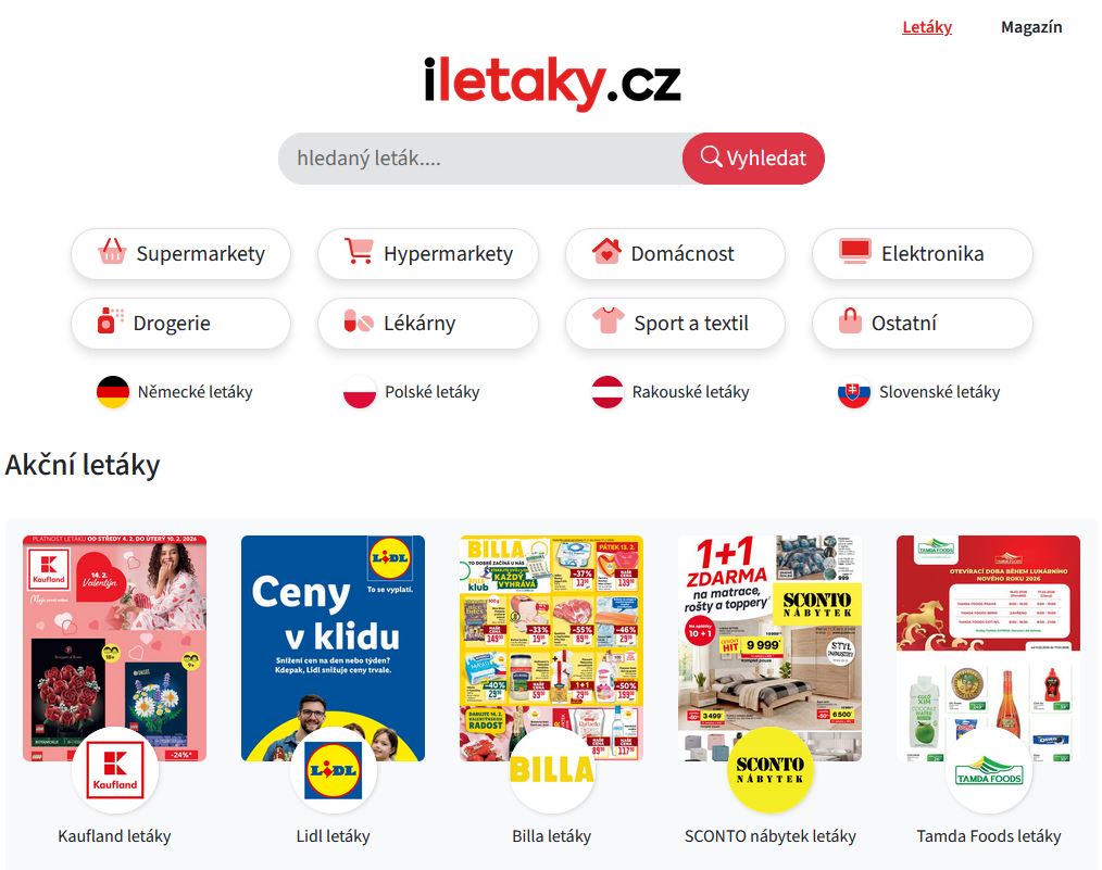 iLetaky.cz - letáky, akce, slevy, přihlášení