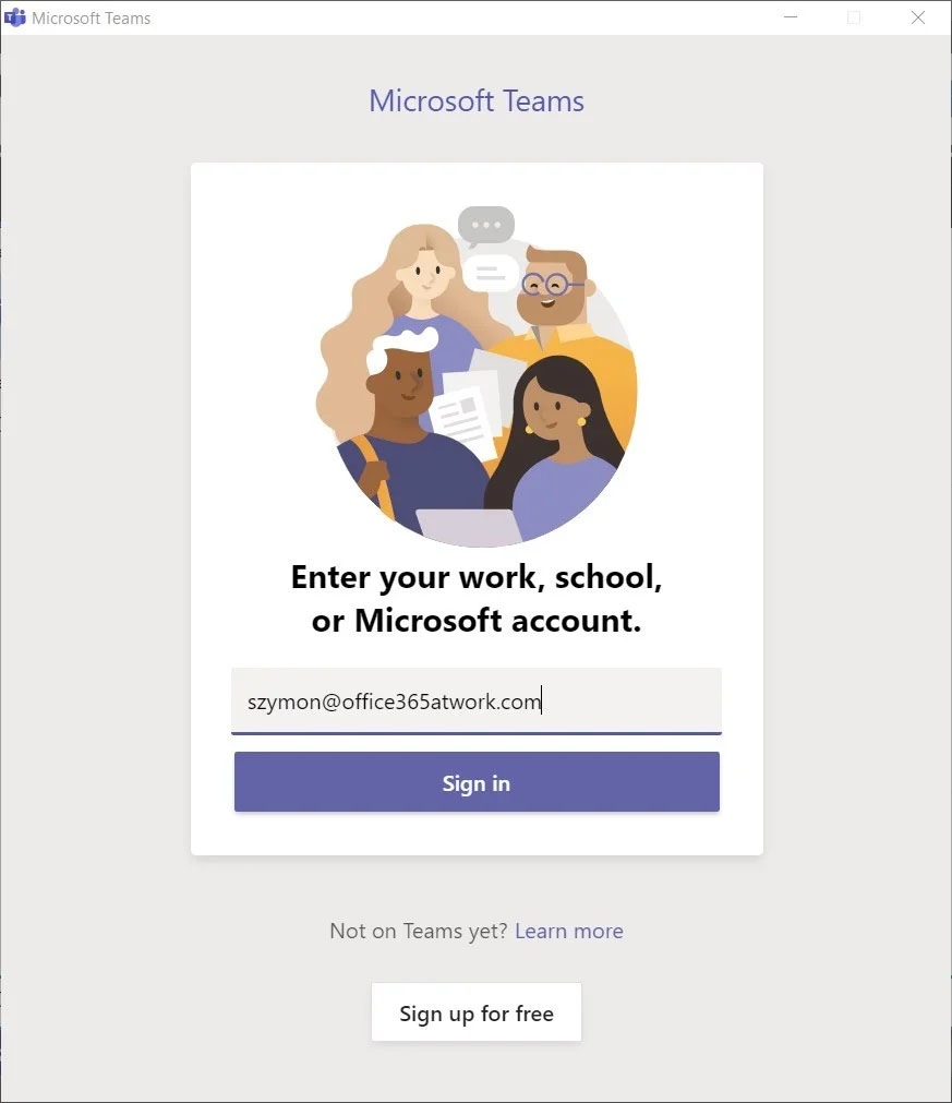 Přihlášení se do Microsoft Teams