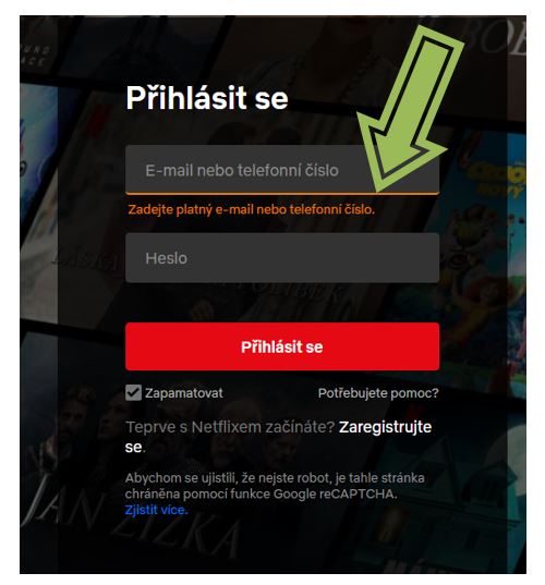 Přihlášení se na Netflix