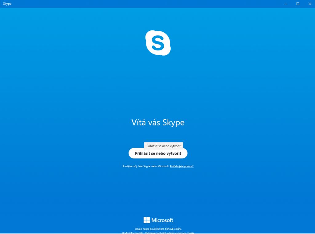 Skype přihlašovací stránka