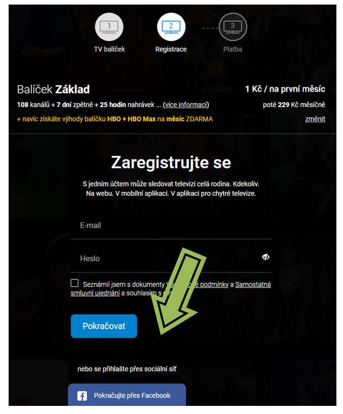 Registrace a přihlášení Sledovanitv.cz