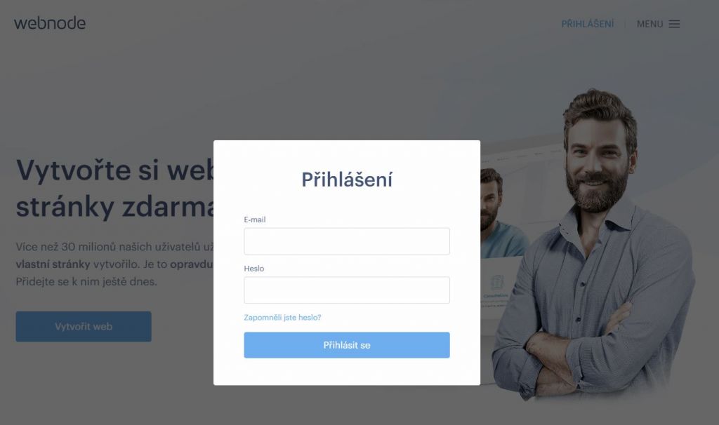 Webnode přihlášení se